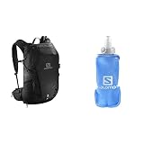 SALOMON Trailblazer 10 Capacidad 10L Mochila Trail Running Senderismo Esquí Snowboard, Negro + Soft Flask Bidón Flexible 500ML Trail Running Senderismo