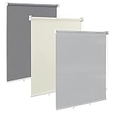 WOLTU Estor Enrollable para Exterior, Estor Toldo Vertical Persiana Enrollable para Balcón Ventana Jardín, Estor de Privacidad Térmica Opaca Anti UV, 100x240 cm Gris