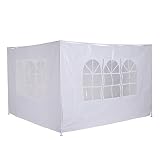 Outsunny 2 Paredes Parte Laterales para Carpa 3x3m 3x6m Lado Parasol de Gazebo Impermeable con Ventanas Medidas 293x193cm Blanco