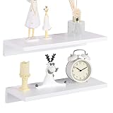 OROPY Baldas Flotantes Juego de 2, Estante de Pared de Madera Maciza Estante de Exhibición Colgante Decorativo para Dormitorio, Sala de Estar, Cocina, Baño (Blanco)