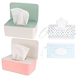 2 Piezas Porta Toallitas Bebe, Caja para Toallitas, Caja para Toallitas Húmedas con Tapa Sello, Dispensador Toallitas Bebe, con 2 Piezas Bolsa de Toallitas Húmedas