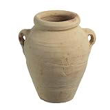 Vidal Regalos Jarrón Decorativo Anfora 4 Asas Arcilla Natural Decoración Exterior 17 cm