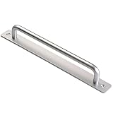 POHOVE Tirador de puerta de armario de hardware para puerta de casa, puerta de ventana, cajón, garaje, cobertizo, moderno, aleación de aluminio para granero deslizante (243 mm), color plateado