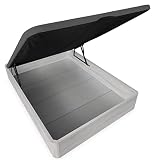 Somnia Descanso - Canapé Abatible Madera Gran Capacidad, Cajón Grosor 30mm,Tapa Reforzada y Transpirable (Incluye Herramientas), Gris Polar, 150 x 190