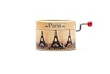 Caja de música con la melodía de la película Amelie decorada con la Torre Eiffel de París.