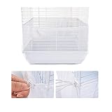 FurPaw Funda para Jaula Pajaro Cubierta de Malla para Jaula Aves Suave Blanco Ajustable Protector Falda Jaula (Longitud máxima 76,3in, Ancho 12,2in)