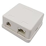 BeMatik - Caja de superficie de 1 RJ11 Cat.3 y 1 RJ45 Cat.6 FTP