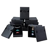 PandaHall Caja de Regalo de joyería, Caja de Embalaje de Regalo de cartón Rectangular Gris pequeño Collar Pendiente Caja de Kraft para Conjunto de Joyas con cojín de Forro de Esponja, 9.1x6.9x3.15cm