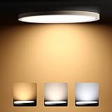 LED Lámpara de Techo, 24W Plafón Led de Techo Redonda Ultra Delgado Φ30cm 3200LM Blanco Natural Cálido Ajustable, LED Plafón para Baño Dormitorio Cocina Sala de Estar Comedor Balcón