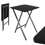 TIENDA EURASIA Mesa Plegable, Estructura de Acero Resistente, Tablero de Madera MDF Cuadrada, Mesas Auxiliares de Cocina - 48 x 48 x 65 cm (Negra)