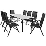 CASARIA Juego de Comedor de Jardín 9 Piezas Muebles Exterior Patio Terraza Mesa Sillas Plegables Antracita