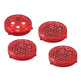 Paquete de 4, Youngine Luz de advertencia universal para puerta de automóvil Luces de seguridad LED anticolisión Lámpara reflectora estroboscópica intermitente abierta con 3 modos de parpadeo (rojo)