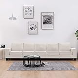 Sofá Chaise Longue, Sofas de Salón Sofá de 5 plazas Tela Color Crema