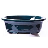 Maceta para Bonsai DE Barro Y ESMALTADA EN Color Azul RABEL.Mod. Osaka. Medidas 25X20X7CM.con TU Compra TE REGALAMOS EL Plato.