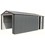 Cobertizo de garaje Imperial de 3,6 m x 6 m, color gris oscuro con ribete blanco