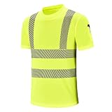 AYKRM Camiseta de Trabajo de Alta Visibilidad Amarillo Naranja Fluo (M, Amarillo)