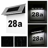 Whuooad Numero Casa Exterior, Inoxidable Luces Solares al Aire Libre para acero Números de Casa Numeros para Casas Exterior para el Hogar, Jardín y Patio