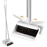 Escoba y recogedor,Aiglam Juego de Cepillo y Recogedor,145.5 cm escoba y recogedor manija Extensible vertical de pie con mango largo para Casa, cocina, pasillo, oficina Limpieza