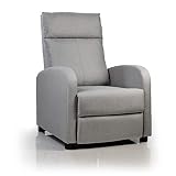 Don Descanso - Sillón Reclinable Tela Verona Gris, Sillón Relax con Reposapiés, Sistema de Apertura Push, Compacto, 2 Posiciones de Tumbada y Posición Cero, Butaca Salón Reclinable hasta 160º