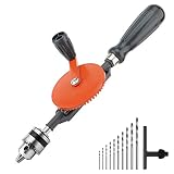 Housolution Taladro Manual de Mano, 1/4 Inches (0.6-6mm) Capacidad de Precisión de Mandriles Herramientas de Dobles de Acero Fundido para Madera, PVC, Plastico - Naranja