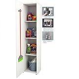 HABITMOBEL Armario Alto de Baño escobero almacenaje Multiusos 1 Puerta Color Blanco 190cm Alto - Stock