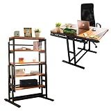 Estanteria Convertible en Mesa Comedor (H125 x l78 x P62 cm) - Estilo Industrial - Color Cereza