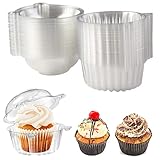 50 Piezas Cajas Individuales para Cupcakes y Magdalenas,Caja Individual de Plástico Transparente, para Magdalenas, Muffins, Frutas,Adecuada para Familia, Fiestas, Bodas, Pastelerías