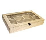 EM Home-Caja de Madera con 8 Compartimentos y Tapa de Cristal