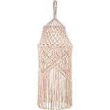 Luz Macramé Sombra de Lámpara Tejido Pantallas de Luz de Techo, Luz Colgante Boho para Sala de Estar, Dormitorio y Baño, Decoración Casera Bohemia Tejida a Mano, Blanco Cálido (Bombilla no Incluida)