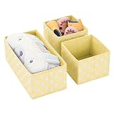 mDesign Juego de 3 Cajas de almacenaje para Cuarto Infantil, baño, etc. – Cestas organizadoras con Estampado en Zigzag – 3 organizadores de armarios de Fibra sintética en Dos tamaños – Amarillo Claro