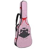 Bolsa de guitarra acústica vaca con gafas rojas retrato impresión personalizada tamaño completo caja de guitarra con asa acolchada correa de hombro