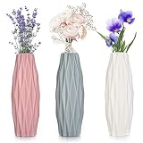 FORMIZON Florero Decorativo, 3 Piezas Jarrón de Plástico, Florero Simple Duradero con Aspecto de Cerámica, Florero para Boda, Hogar, Oficina (Malla)