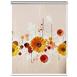 Estor enrollable Cortinas enrollables para ventanas interiores con estampado floral, Persianas opacas impermeables para cocina / dormitorio / baño: fácil de instalar, 60/90/100/120/140/150 cm de ancho