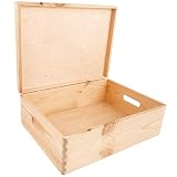 Creative DECO XL Grande Caja Madera Decorativa | con Tapa y Asas | 40 x 30 x 13 cm (+/-1cm) | Almacenaje Documentos, Juguetes, Herramientas | Cofre para Decorar Regalo Decoupage | EN Bruto SIN LIJAR