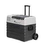 Alpicool 52L NX52 - Nevera portátil de 12 V y 24 V, nevera portátil para coche, camping, camión, barco y enchufe con conexión USB, barra telescópica, rueda