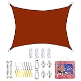 FLOFIA Toldo Vela de Sombra Rectangular Oxford 3 * 2m/3m/4m (Colores-Tamaños Variados) con Kit Montaje para Toldo y Bolsa de Almacenar, para Protección Rayo UV, Resistente Impermeable
