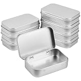 8 Piezas Cajas Metalicas Almacenaje Con Bisagras, 95 x 62 x 20 mm Rectangulares Latas Cajas de Metal Con Tapas, Pequeñas Caja de Lata Contenedores para Almacenamiento Organizador en el Hogar (Plata)