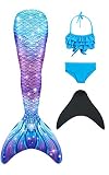shepretty Traje de baño de Cola de Sirena para niñas Conjunto de Cuatro Piezas,G5+WJF46-110
