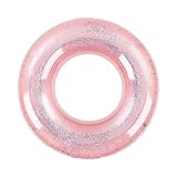 MoKo Anillos de Natación con Purpurina, 120CM Flotador Inflable Brillante de Forma Redonda para Niños Adultos, Juguetes Acuáticos para Fiesta de Verano en Piscina Acuática Playa - Oro Rosa