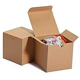 HOUSE DAY Cajas de regalo 7.6x7.6x7.6cm, cajas de papel blanco con tapas para regalos, manualidades, cajas de embalaje de magdalenas (50 piezas) (natural)