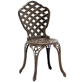 YSGLIFE 1 Pieza de Silla de Celosía Inclinada Que Necesita Ensamblaje Silla de Aluminio Fundido al Aire Libre, Jardín, Patio, Muebles, Juego de Bistró (una Silla, sin Mesas)