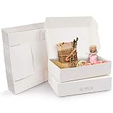 Kurtzy Cajas de Cartón Kraft Blancas (Pack de 50) – Medidas de las Cajas 19 x 11 x 4,5 cm - Caja Kraft Fácil Ensamblado Cuadrada Presentación - Cajas Blancas para Fiestas, Cumpleaños, Bodas
