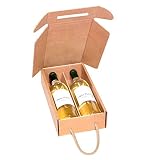 Only Boxes, Pack 10 Estuches de Cartón para 2 Botellas de Vino, Estuche Horizontal de Cartón con Asa, Caja cartón para Regalo envío