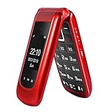 Uleway gsm Teléfono Móvil Simple para Mayores con Teclas Grandes, SOS Botones, Fácil de Usar Telefonos Basicos para Ancianos (Rojo, Sin Estación de Carga)