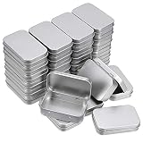 Sumnacon Contenedores de metal con bisagras para latas de metal, mini caja portátil, contenedores rectangulares, pequeño kit de almacenamiento y organizador para el hogar (plata, 30)