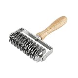 JUEXIN Cortador de Rodillo de Masa de Pan de celosía de Acero Inoxidable con Mango de Madera para Rodillo de Pizza de Galletas