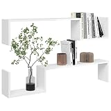 Festnjght Juego de 2 Estantería de Pared, Baldas Flotantes, Estante de Exhibición para Libros DVDs, Apto para Sala de Estar, Dormitorio, Oficina - Blanco con Brillo 100x15x20 cm