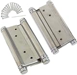 KATSU Bisagras de Resorte de Doble Acción de 5' 125mm, 1 Par con Tornillos Bisagras de Acero Inoxidable para Puertas Batientes Dobles para Puertas Internas y Externas de Cocina de Salón 54611050