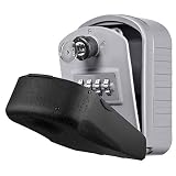 Caja para Llaves con Codigo ENONEO Grande Caja Seguridad Llaves Exterior con Llave de Emergencia Caja Fuerte Para Llaves para Oficina Casa, Garaje, Escuela [Versión Actualizada] Key Box Lock (Plata)