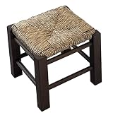 Taburete clásico Infantil de Madera 21 x 23,7 x 23,5 cm, Asiento de Rafia. Banqueta Pintada para niños, guarderías, hogar (Marrón Oscuro)